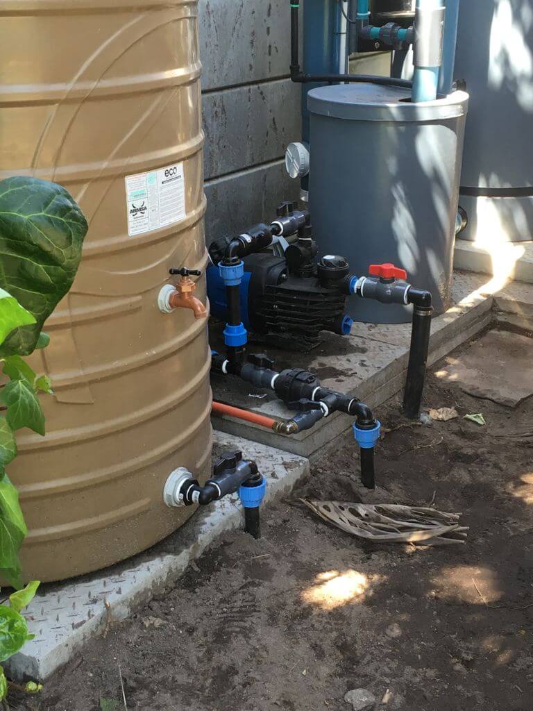 A 1000l Into The House Storage Tank And A Scala 2 Booster Pump Standing Next To A Df12 Backwash Box